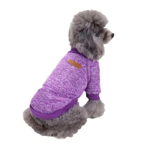 Hunde Pullis,Haustier Pullover,Haustierkleidung Katze,Sweater Hunde, Ultra weiche thermische Winter warme Welpen Sweatshirt,Strickpullover Kleidung,Lila,L von DAIHAN