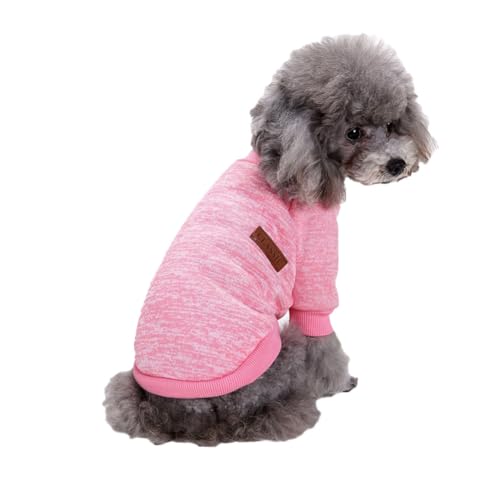 Hunde Pullis,Haustier Pullover,Haustierkleidung Katze,Sweater Hunde, Ultra weiche thermische Winter warme Welpen Sweatshirt,Strickpullover Kleidung,Pink,L von DAIHAN