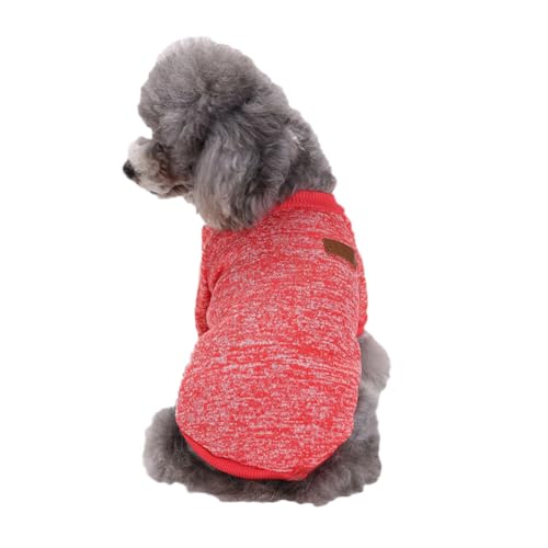 Hunde Pullis,Haustier Pullover,Haustierkleidung Katze,Sweater Hunde, Ultra weiche thermische Winter warme Welpen Sweatshirt,Strickpullover Kleidung,Rot,XL von DAIHAN