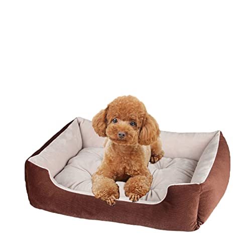 DAIHAN Hundebett, Hundekissen, Hundekorb, Bezug Abnehmbar und Waschbar, für Kleine Hunde Katzen, Rechteckiges Haustierbett rutschfest Waschbar Hundebetten,Kaffee,3XL(90x70x15cm) von DAIHAN