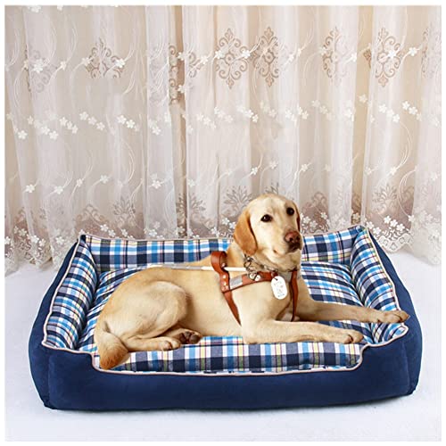 DAIHAN Hundebett, Hundekorb mit Wendekissen Mittelgroße Gemütliches Hundesofa Hundekissen Hundematte Rechteckiges Haustierbett,Blau1,L(70x57x15cm) von DAIHAN