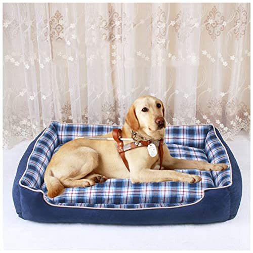 DAIHAN Hundebett, Hundekorb mit Wendekissen Mittelgroße Gemütliches Hundesofa Hundekissen Hundematte Rechteckiges Haustierbett,Blau3,L(70x57x15cm) von DAIHAN