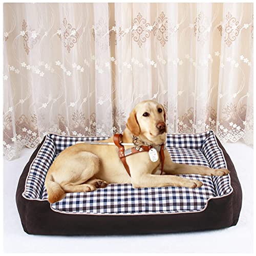 DAIHAN Hundebett, Hundekorb mit Wendekissen Mittelgroße Gemütliches Hundesofa Hundekissen Hundematte Rechteckiges Haustierbett,Kaffee,XXL(90x68x16cm) von DAIHAN