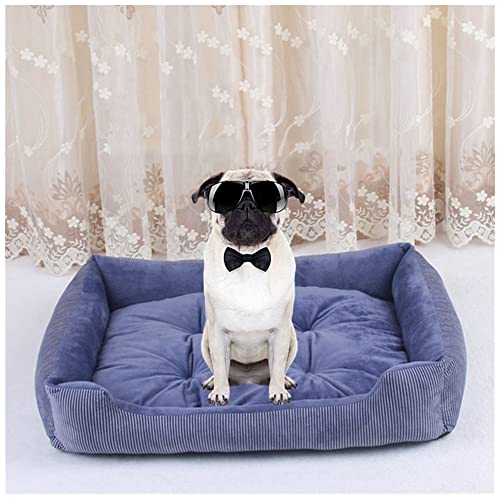 DAIHAN Hundebett Katzenbett Waschbar Katzen Bettchen mit Zweiseitig Innenkissen Katzenschlafplatz Hundesofa Hundecouch Haustierbett,Blau,M(50x38x15cm) von DAIHAN