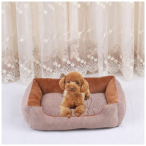 DAIHAN Hundebett Katzenbett Waschbar Katzen Bettchen mit Zweiseitig Innenkissen Katzenschlafplatz Hundesofa Hundecouch Haustierbett,Braun,M(50x38x15cm) von DAIHAN