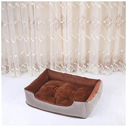 DAIHAN Hundebett Kleine Hunde Hundekissen Hundematte Hundekorb Anti-Rutsch Hundedecke Hundebetten Waschbar Hundesofa,Kaffee,L(70x50x15cm) von DAIHAN