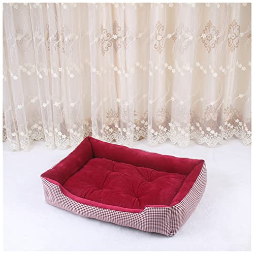 DAIHAN Hundebett Kleine Hunde Hundekissen Hundematte Hundekorb Anti-Rutsch Hundedecke Hundebetten Waschbar Hundesofa,Weinrot,XL(80x58x15cm) von DAIHAN