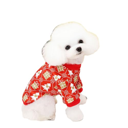 Hundekleidung Warm Weihnachten Hundepullover Haustier Welpen T-Shirt Pullover Bekleidung Haustier Chihuahua Katzen Kleidung für Kleine Hunde Mittelgroße Katzen,Rot,XL von DAIHAN