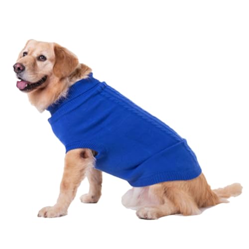 Hundepullover, Winter Warmer Hundepullover Rollkragen Strickpullover Hunde Pullover Weich Hundekleidung Hundepulli Hund Kleidung für Kleine Mittelgroße und Große Hunde und Katzen,Blau1,XXL von DAIHAN