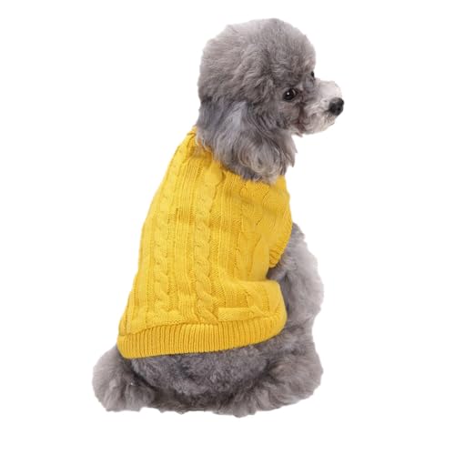 Hundepullover, Winter Warmer Hundepullover Rollkragen Strickpullover Hunde Pullover Weich Hundekleidung Hundepulli Hund Kleidung für Kleine Mittelgroße und Große Hunde und Katzen,Gelb,S von DAIHAN