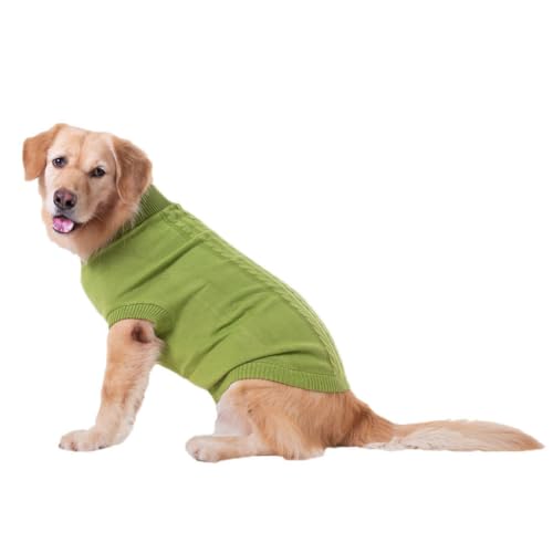 Hundepullover, Winter Warmer Hundepullover Rollkragen Strickpullover Hunde Pullover Weich Hundekleidung Hundepulli Hund Kleidung für Kleine Mittelgroße und Große Hunde und Katzen,Grün,3XL von DAIHAN