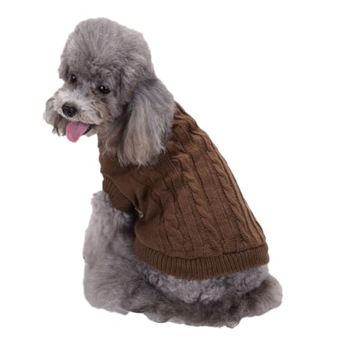 Hundepullover, Winter Warmer Hundepullover Rollkragen Strickpullover Hunde Pullover Weich Hundekleidung Hundepulli Hund Kleidung für Kleine Mittelgroße und Große Hunde und Katzen,Kaffee,L von DAIHAN