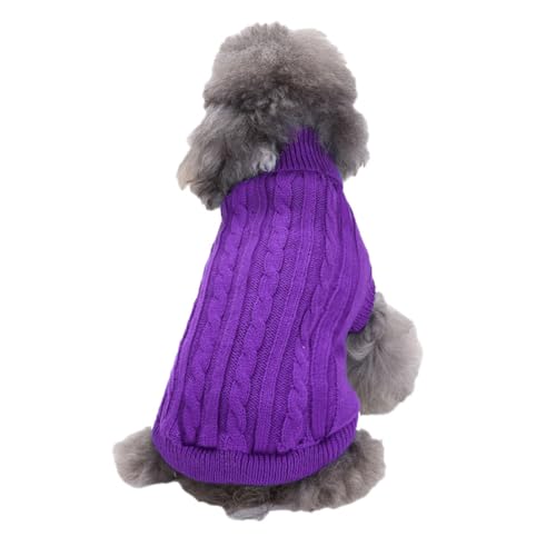 Hundepullover, Winter Warmer Hundepullover Rollkragen Strickpullover Hunde Pullover Weich Hundekleidung Hundepulli Hund Kleidung für Kleine Mittelgroße und Große Hunde und Katzen,Lila,L von DAIHAN