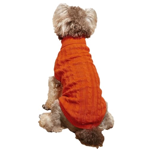 Hundepullover, Winter Warmer Hundepullover Rollkragen Strickpullover Hunde Pullover Weich Hundekleidung Hundepulli Hund Kleidung für Kleine Mittelgroße und Große Hunde und Katzen,Orange,M von DAIHAN