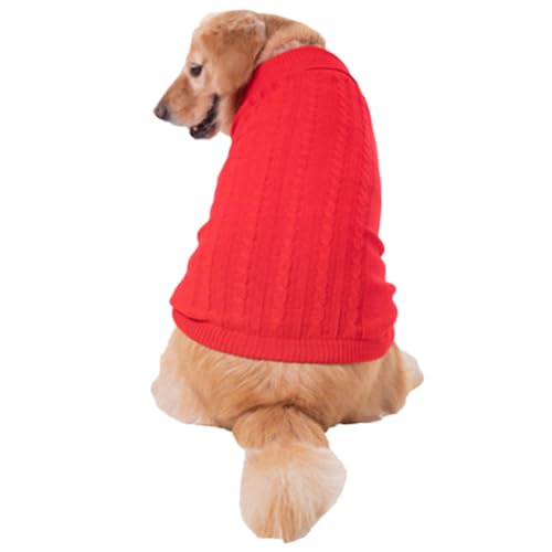 Hundepullover, Winter Warmer Hundepullover Rollkragen Strickpullover Hunde Pullover Weich Hundekleidung Hundepulli Hund Kleidung für Kleine Mittelgroße und Große Hunde und Katzen,Rot,3XL von DAIHAN