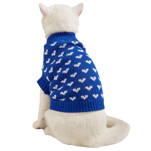 Hundepullover Haustier Katze Hund Pullover Winter Warmer Sweater für Kleine Hunde Katzen Welpen Strickpullover Haustier Winter Pullover Weste,Blau1,XS von DAIHAN