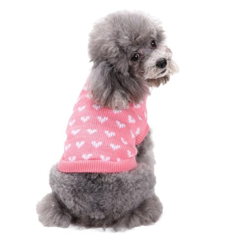 Hundepullover Haustier Katze Hund Pullover Winter Warmer Sweater für Kleine Hunde Katzen Welpen Strickpullover Haustier Winter Pullover Weste,Pink1,S von DAIHAN