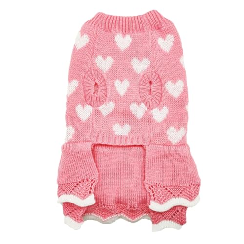 Hundepullover Haustier Katze Hund Pullover Winter Warmer Sweater für Kleine Hunde Katzen Welpen Strickpullover Haustier Winter Pullover Weste,Pink2,S von DAIHAN