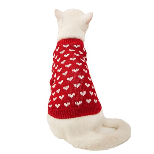 Hundepullover Haustier Katze Hund Pullover Winter Warmer Sweater für Kleine Hunde Katzen Welpen Strickpullover Haustier Winter Pullover Weste,Rot1,L von DAIHAN