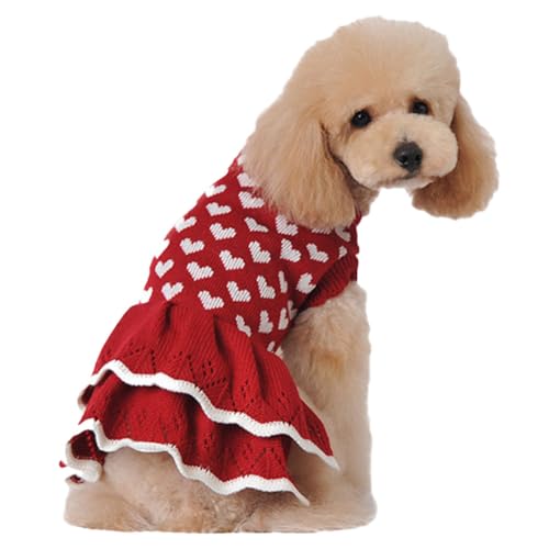 Hundepullover Haustier Katze Hund Pullover Winter Warmer Sweater für Kleine Hunde Katzen Welpen Strickpullover Haustier Winter Pullover Weste,Rot2,XXL von DAIHAN