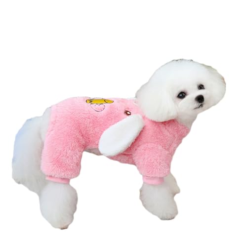 Hundepullover für Kleine Hunde Fleece Warm Weich Welpen Sweater Hunde Bekleidung Haustier Chihuahua Katzen Kleidung Winter Warmes Sweatshirt 4-Beine Jumpsuit Pyjamas,Pink,L von DAIHAN