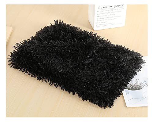 Pet Kitten Kunstpelz Weich und Bequem Hundedecke Katzendecke Plüschdecke,Rutschfester Flauschiges Katzenkorb Katzenbett Plüsch Kissenauflage Haustierbetten Hundematte Katzenkissen Schwarz 100*75cm von DAIHAN