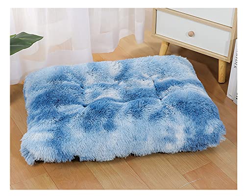 Plüsch Hundebett Weiche Warme Haustier bett Hundematte Tierbett - Waschbare Hunde kissen Hundedecke Schlafenauflage-Kunstpelzkissen Schlafmatte mit rutschfester für Cage Zwinger 1Blau XL: 122*83cm von DAIHAN