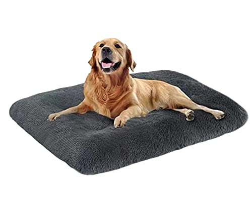 Plüsch Hundebett Weiche Warme Haustier bett Hundematte Tierbett - Waschbare Hunde kissen Hundedecke Schlafenauflage-Kunstpelzkissen Schlafmatte mit rutschfester für Cage Zwinger 1Grau XL: 122*83cm von DAIHAN