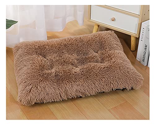 Plüsch Hundebett Weiche Warme Haustier bett Hundematte Tierbett - Waschbare Hunde kissen Hundedecke Schlafenauflage-Kunstpelzkissen Schlafmatte mit rutschfester für Cage Zwinger 1Kaffee XL: 122*83cm von DAIHAN