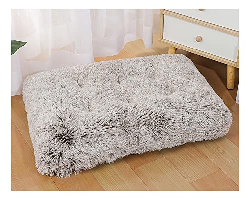 Plüsch Hundebett Weiche Warme Haustier bett Hundematte Tierbett - Waschbare Hunde kissen Hundedecke Schlafenauflage-Kunstpelzkissen Schlafmatte mit rutschfester für Cage Zwinger 1Khaki M: 94*63cm von DAIHAN