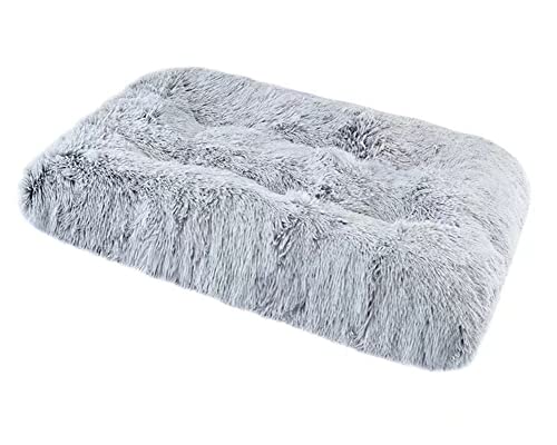 Plüsch Hundebett Weiche Warme Haustier bett Hundematte Tierbett - Waschbare Hunde kissen Hundedecke Schlafenauflage-Kunstpelzkissen Schlafmatte mit rutschfester für Cage Zwinger 2Grau XL: 122*83cm von DAIHAN