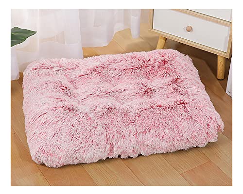 Plüsch Hundebett Weiche Warme Haustier bett Hundematte Tierbett - Waschbare Hunde kissen Hundedecke Schlafenauflage-Kunstpelzkissen Schlafmatte mit rutschfester für Cage Zwinger 4Pink L: 109*72cm von DAIHAN