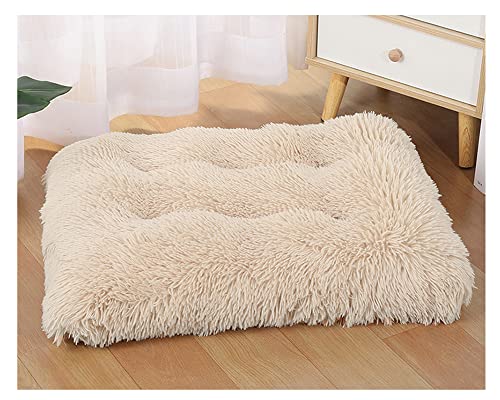 Plüsch Hundebett Weiche Warme Haustier bett Hundematte Tierbett - Waschbare Hunde kissen Hundedecke Schlafenauflage-Kunstpelzkissen Schlafmatte mit rutschfester für Cage Zwinger Aprikose XL: 122*83cm von DAIHAN