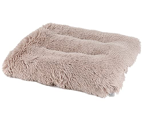 Plüsch Hundebett Weiche Warme Haustier bett Hundematte Tierbett - Waschbare Hunde kissen Hundedecke Schlafenauflage-Kunstpelzkissen Schlafmatte mit rutschfester für Cage Zwinger Khaki XL: 122*83cm von DAIHAN