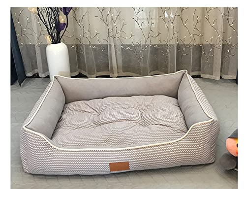 Quadratischer Leinen Haustiermatte Hundesofa,Super Weich Selbstwärmend PP-Baumwollfutter Hundebett Hundekorb Haustierbettkissen Hundekissen Katzenbett Rutschfester Boden für Kätzchen und Welpen von DAIHAN