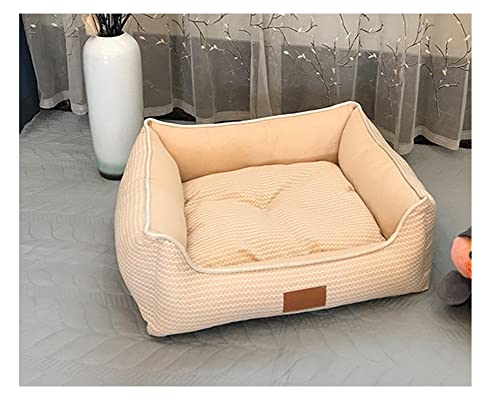 Quadratischer Leinen Haustiermatte Hundesofa,Super Weich Selbstwärmend PP-Baumwollfutter Hundebett Hundekorb Haustierbettkissen Hundekissen Katzenbett Rutschfester Boden für Kätzchen und Welpen von DAIHAN