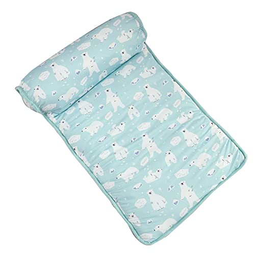 Ungiftig Kühlmatte Hund Ice Silk Pad Kissen Bett-Cartoon Süße Coole Haustiermatte Kühldecke Katzen-Hunde-Gel Selbstkühlende mit Kissen Hundebett Kühlkissen Zwingerkiste für Familie Grün L:80*60cm von DAIHAN