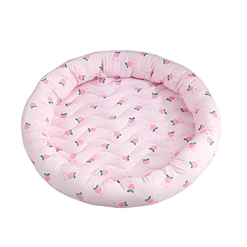 DAIHAN rutschfeste Haustiere kühlen Katze Donut Kisten kühlung Mattes Rundes EIS-Seide-Selbstkühlende Matte Schlafdecke Bettauflage Schlafkissen Komfortabel Ungiftig Kühlbett pink M:60cm von DAIHAN