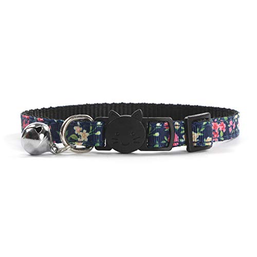 DAIHAQIKO Breakaway Katzenhalsband, Frühlingskatzenhalsband mit Glocke, Kätzchen, Blumenmuster, Rose, Haustierhalsband mit verschiedenen Mustern für Mädchen und Jungen, 20,3 - 30,5 cm, verstellbares von DAIHAQIKO