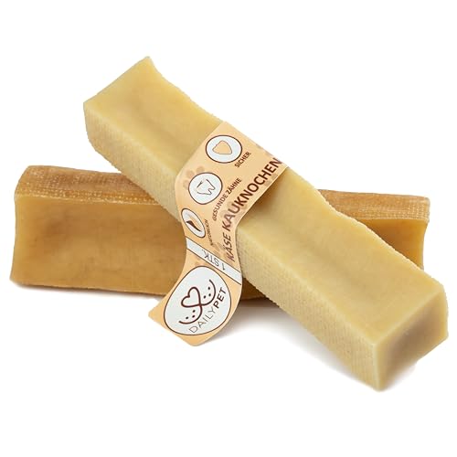 DAILY PET Yak Kaukäse für Hunde - Natürliche Käse Kauknochen für Hunde - Zahnpflege Hund - Hunde Kaustangen - Hundeleckerli - Hundesnack - Gesunde Snacks - Kausnack für Hunde - 2er Pack - Größe M von DAILY PET