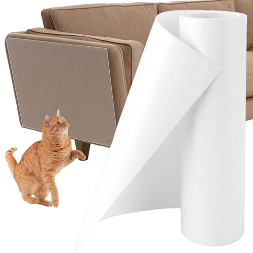 DAJAVE 2 Stück Katze Tape Selbstklebend 5m x 20cm Katzen Kratzfolie Sofa, Kratzschutz Sofa Katze,Selbstklebend Katze Kratzschutzfolie, Katze Kratzschutzfolie Kratzfesten Schutzfolie für Sofa von DAJAVE