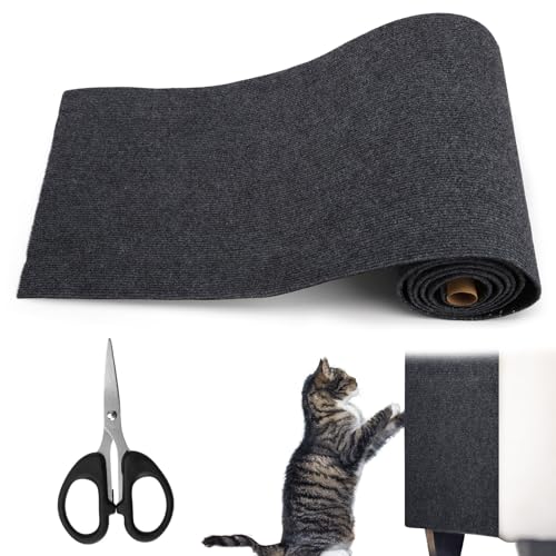 Kratzmatte Katze, 40cmx200cm Selbstklebend Kratzteppich Katze Wand, Kratzschutz Sofa Katze, DIY Trimmbarer Teppich Matte Pad Katzenkratzbretter Katzenkratzmatte (Dunkelgrau, mit Schere) von DAKLUNAR