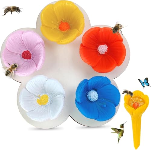 2 Stück Mehrfarbig Bienen-Insekten-Trinkbecher Set, Bienenbecher für Thirsty Bees Garden, Bienen Trinkbecher für Sammeln von Wasser (5 Farben) von DALAETUS