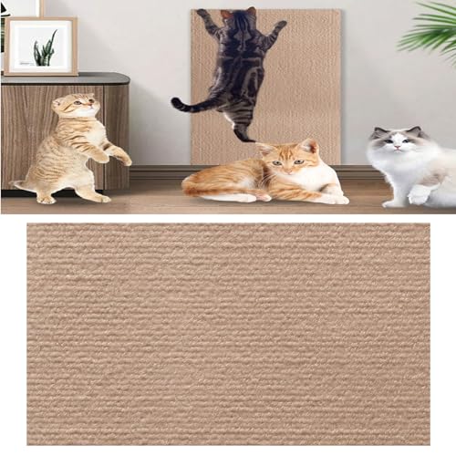 Cat Scratching Mat, Climbing Cat Scratcher, Climbing Cat Scratcher Mat,Cat Wall Scratcher,Trimmable Self-Adhesive Cat Scratcher,Cat Scratch Furniture Protector Couch,Wall (11.8 * 39.3in,Khaki) von DANC