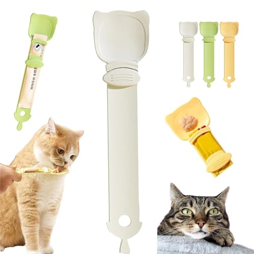 DANC Happy Spoon for Cats, Cat Strip Happy Spoon, Happy Spoon Cat Treat Feeder, Multi Functional Cuddles and Meow Pet Spoons, Cat Wet Treat Squeeze Treats Spoon, Cat Claw Shaped Feeder Spoon (White) von DANC