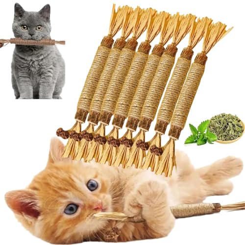 DANC Nuna Pets Cat Chew Stick, Silvervine Sticks for Cats, Nunapets-Nunapets Cat Chew Toy, Nunapets Natural Silvervine Stick Cat Chew Toy, Cat Silvervine Sticks, Cat Teeth CleaningToy (8Pcs) von DANC