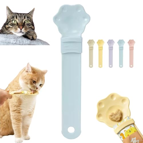 Happy Spoon for Cats, Cat Strip Happy Spoon, Happy Spoon Cat Treat Feeder, Cat Wet Treat Squeeze Treats Spoon, Cat Strip Feeder Squeeze Spoon, Multi Functional Cuddles and Meow Pet Spoons (Blue) von DANC