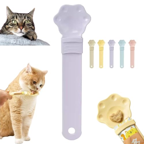 Happy Spoon for Cats, Cat Strip Happy Spoon, Happy Spoon Cat Treat Feeder, Cat Wet Treat Squeeze Treats Spoon, Cat Strip Feeder Squeeze Spoon, Multi Functional Cuddles and Meow Pet Spoons (Purple) von DANC