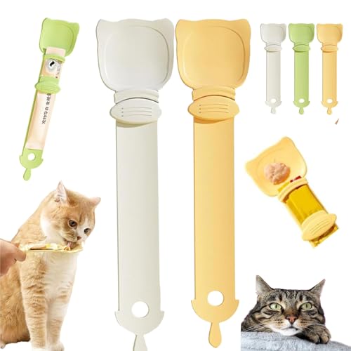 Happy Spoon for Cats, Cat Strip Happy Spoon, Happy Spoon Cat Treat Feeder, Multi Functional Cuddles and Meow Pet Spoons, Cat Wet Treat Squeeze Treats Spoon, Cat Claw Shaped Feeder Spoon (2Pc-B) von DANC