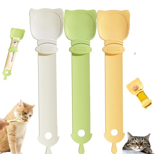 Happy Spoon for Cats, Cat Strip Happy Spoon, Happy Spoon Cat Treat Feeder, Multi Functional Cuddles and Meow Pet Spoons, Cat Wet Treat Squeeze Treats Spoon, Cat Claw Shaped Feeder Spoon (3Pcs) von DANC